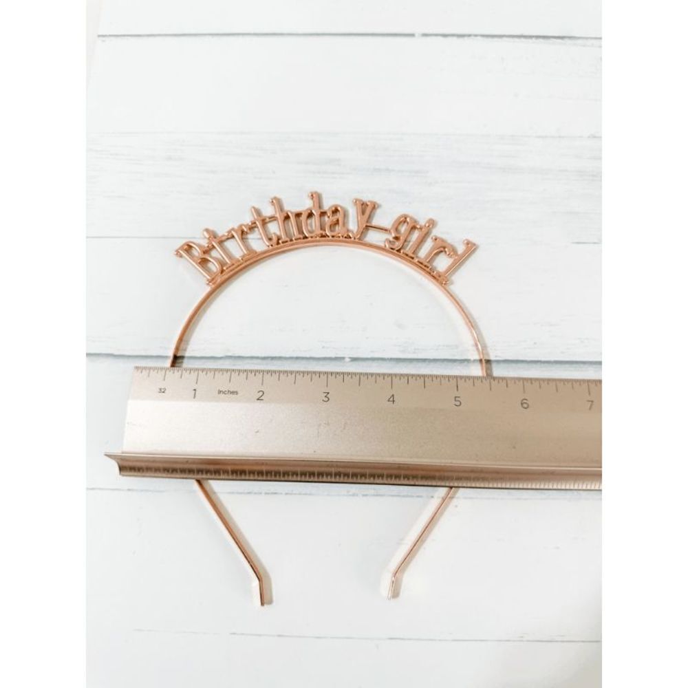 Rose Gold "Birthday Girl" Headband Tiara - Picture 6 of 13